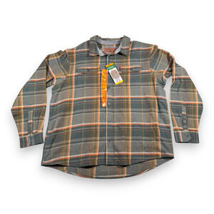 Orvis Shirt Mens 2XL XXL Brown Plaid Cotton Flannel Jacket Heritage Outdoor Tags